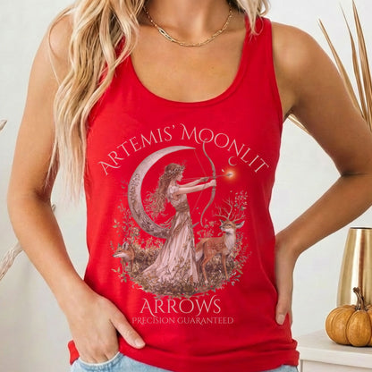 Tank Top Solid Red / XS Artemis' Moonlit Arrows Women's Racerback Tank Top The Mystic Eden