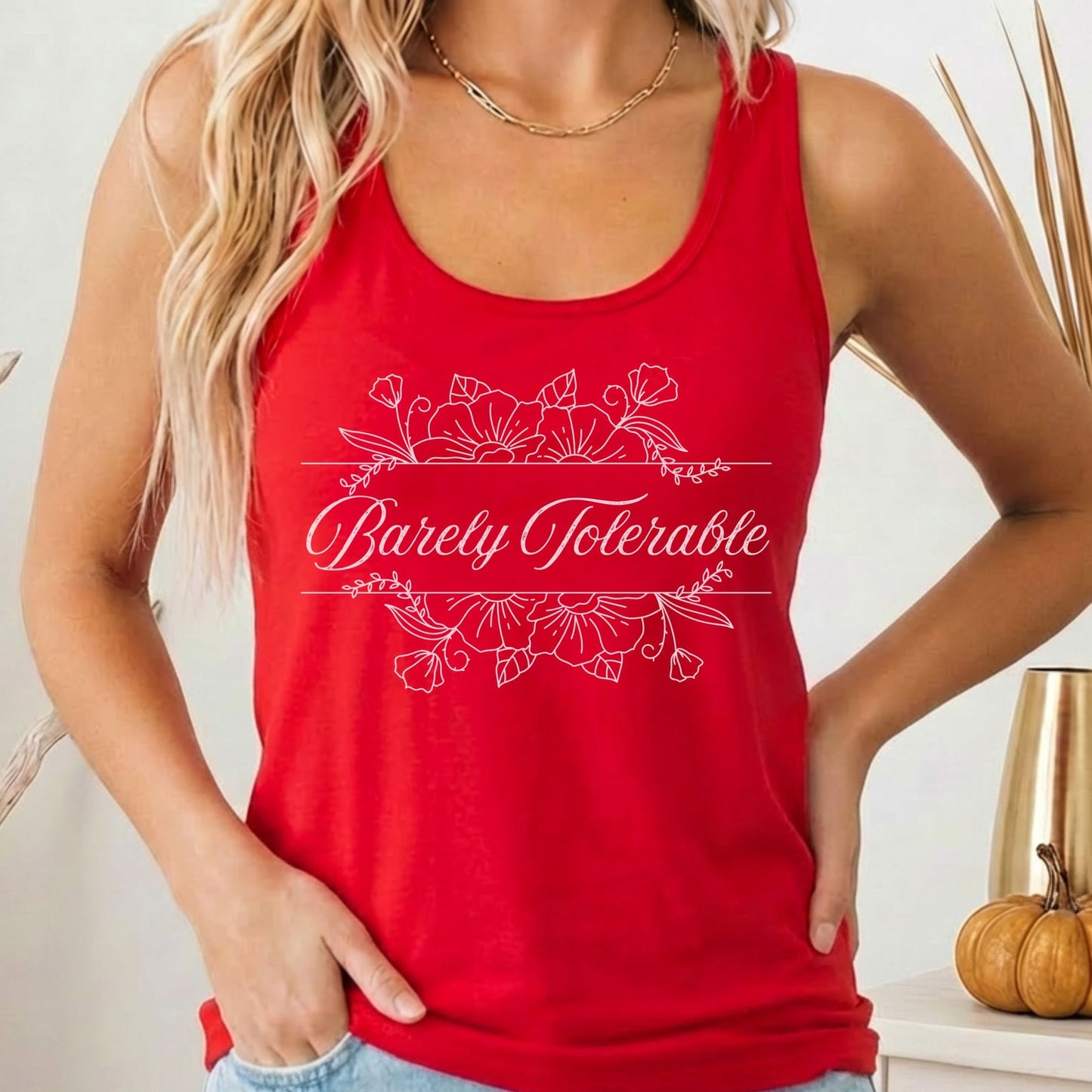 Tank Top Solid Red / XS Barely Tolerable Jane Austen Women's Racerback Tank Top The Mystic Eden