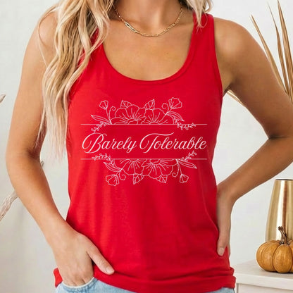 Tank Top Solid Red / XS Barely Tolerable Jane Austen Women's Racerback Tank Top The Mystic Eden