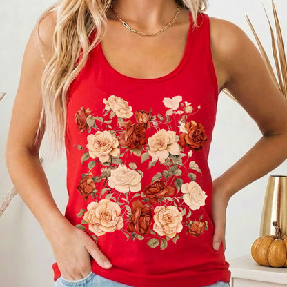 Tank Top Solid Red / XS Dark Academia Roses Women's Racerback Tank Top The Mystic Eden