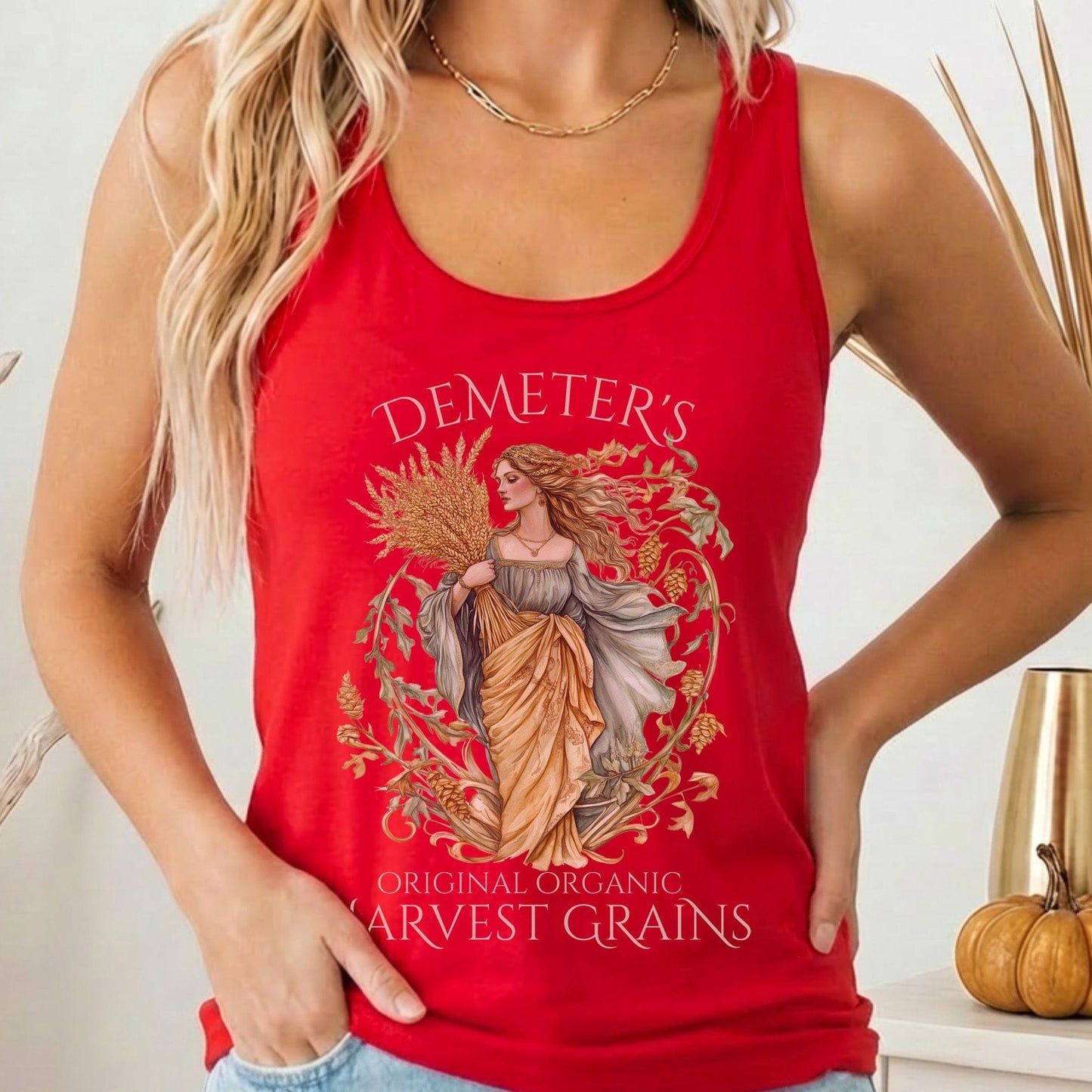 Tank Top Solid Red / XS Demeter's Original Organic Harvest Grains Women's Racerback Tank Top The Mystic Eden