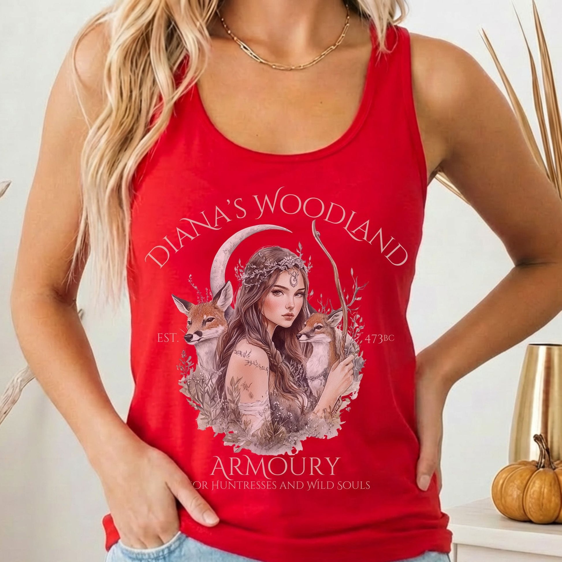 Tank Top Solid Red / XS Diana's Woodland Armoury Women's Racerback Tank Top The Mystic Eden