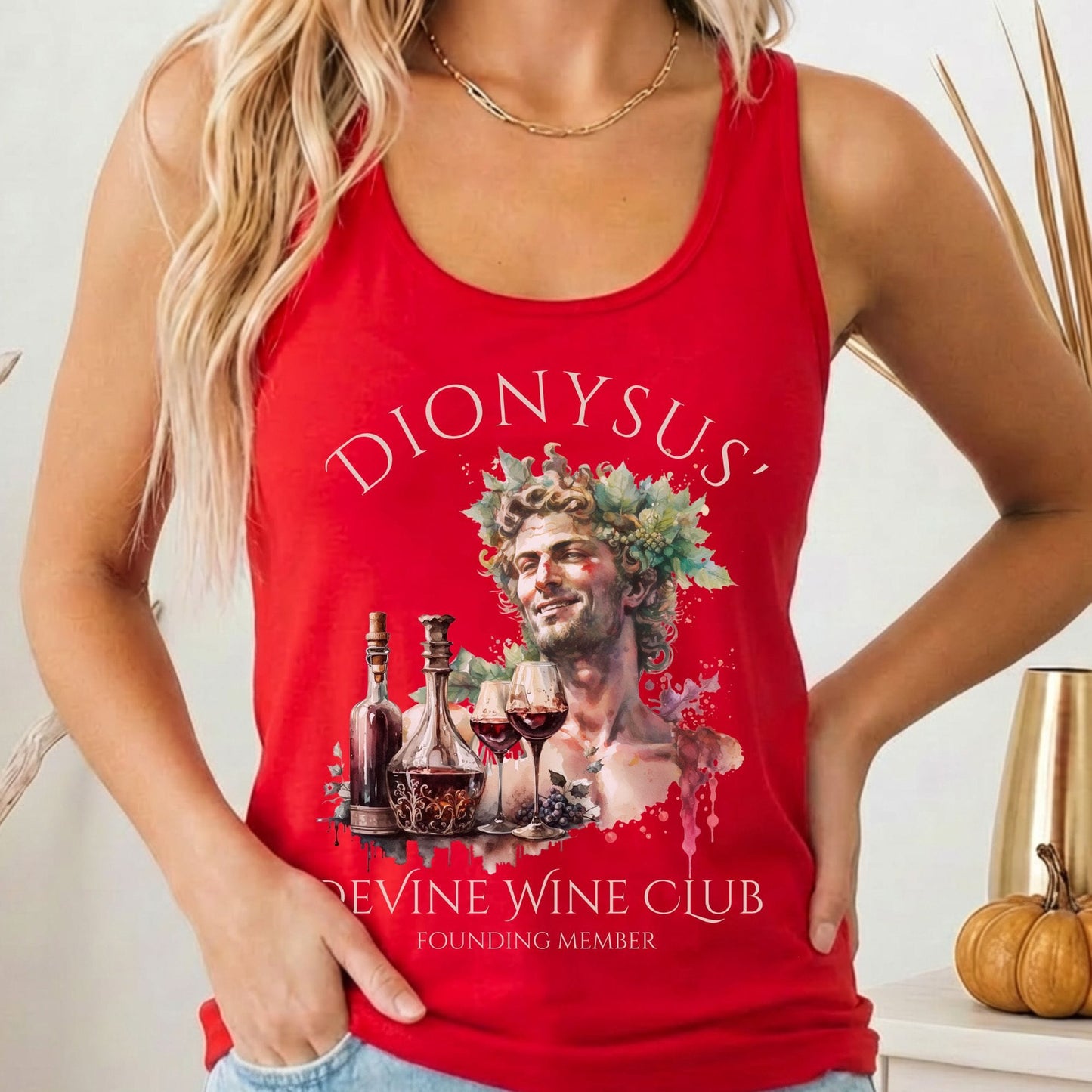 Tank Top Solid Red / XS Dionysus' Divine Wine Club God of Wine Women's Lightweight Tank Top The Mystic Eden