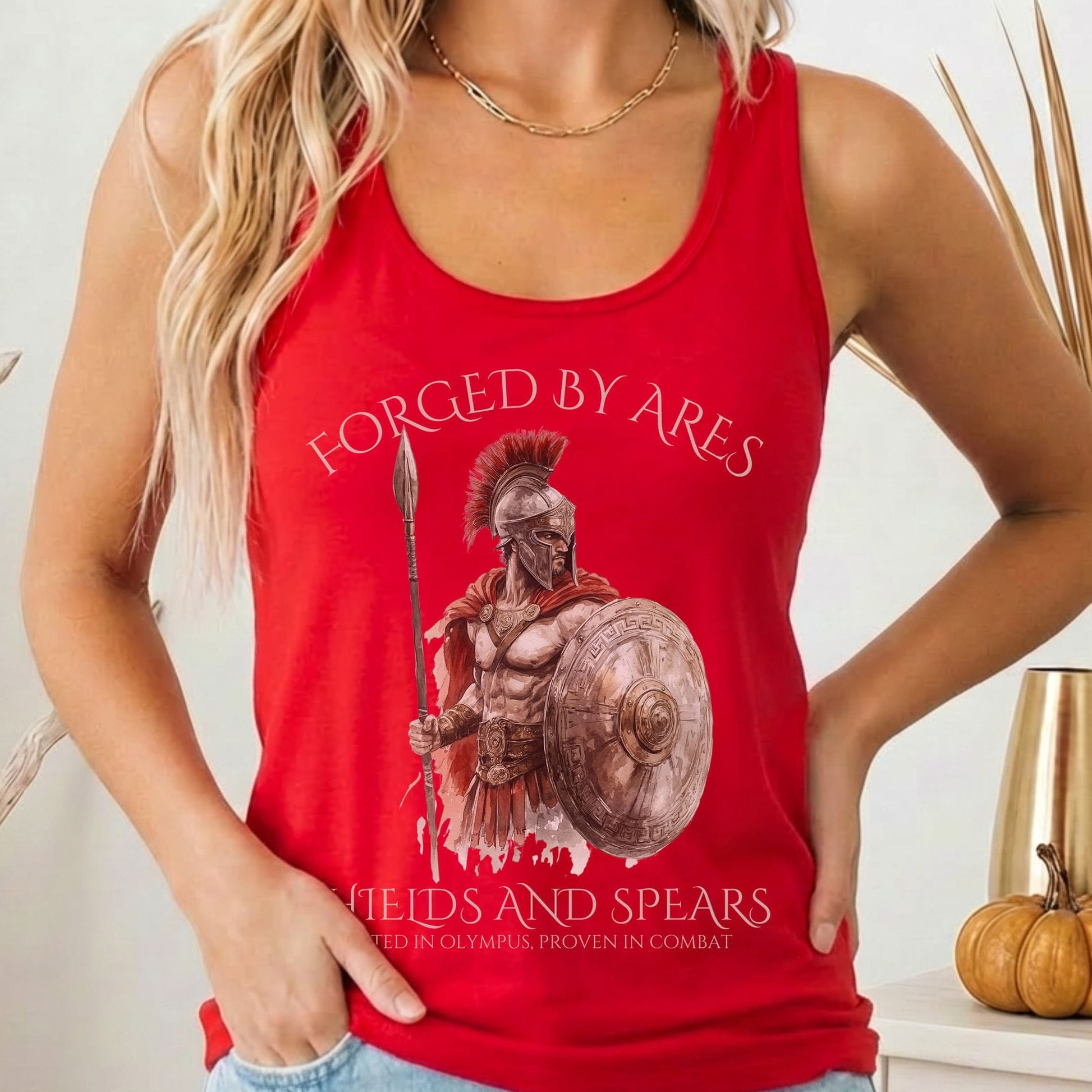 Tank Top Solid Red / XS Forged By Ares Shields & Spears Women's Racerback Tank Top The Mystic Eden