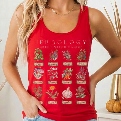 Tank Top Solid Red / XS Herbology Green Witch Women's Racerback Tank Top The Mystic Eden