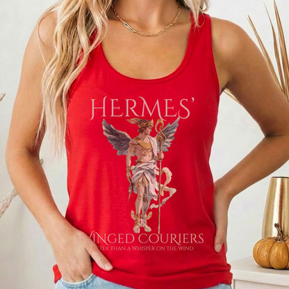 Tank Top Solid Red / XS Hermes' Winged Couriers Women's Racerback Tank Top The Mystic Eden