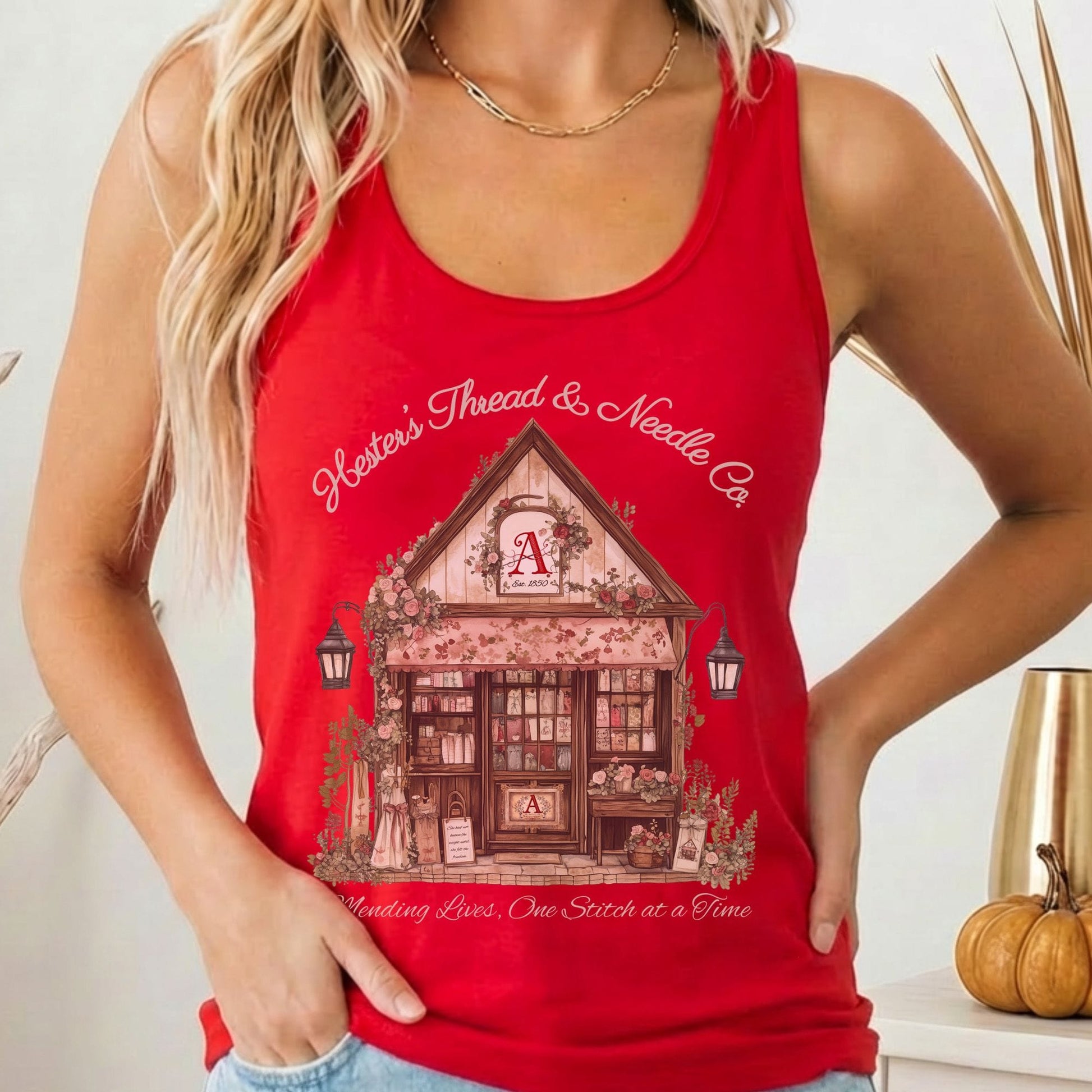 Tank Top Solid Red / XS Hester's Thread & Needle Co. Scarlet Letter Women's Racerback Tank Top The Mystic Eden