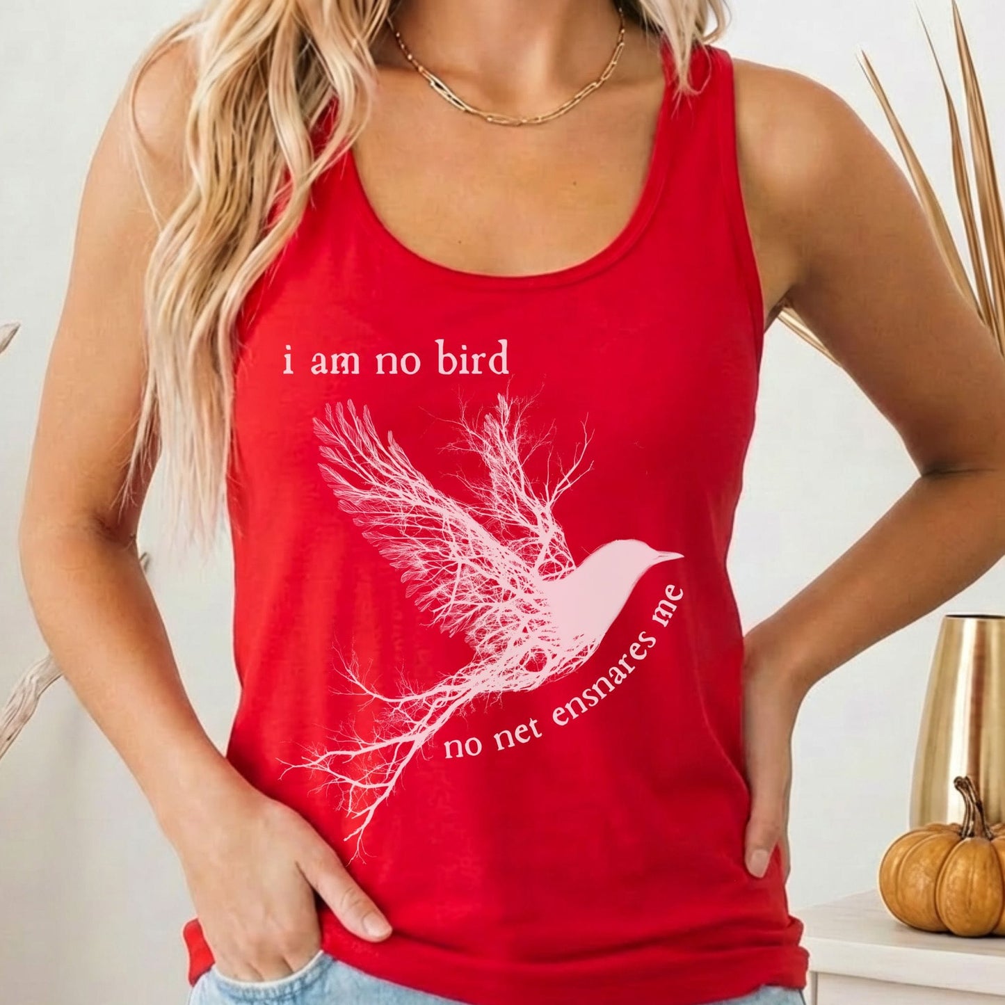 Tank Top Solid Red / XS I am no bird Jane Eyre Charlotte Brontë Women's Racerback Tank Top The Mystic Eden