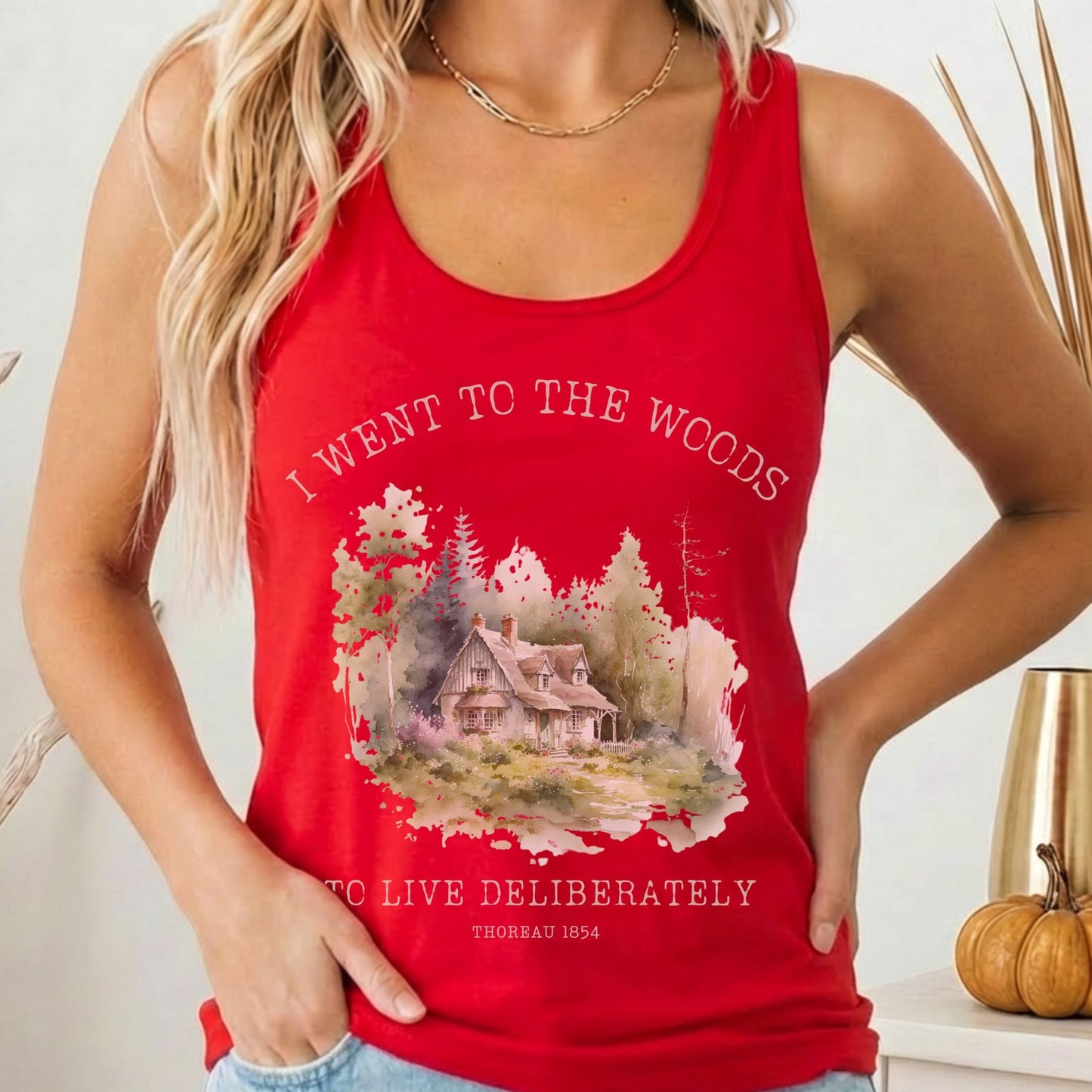 Tank Top Solid Red / XS I Went To The Woods Thoreau Women's Racerback Lightweight Tank Top The Mystic Eden