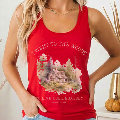 Tank Top Solid Red / XS I Went To The Woods Thoreau Women's Racerback Lightweight Tank Top The Mystic Eden