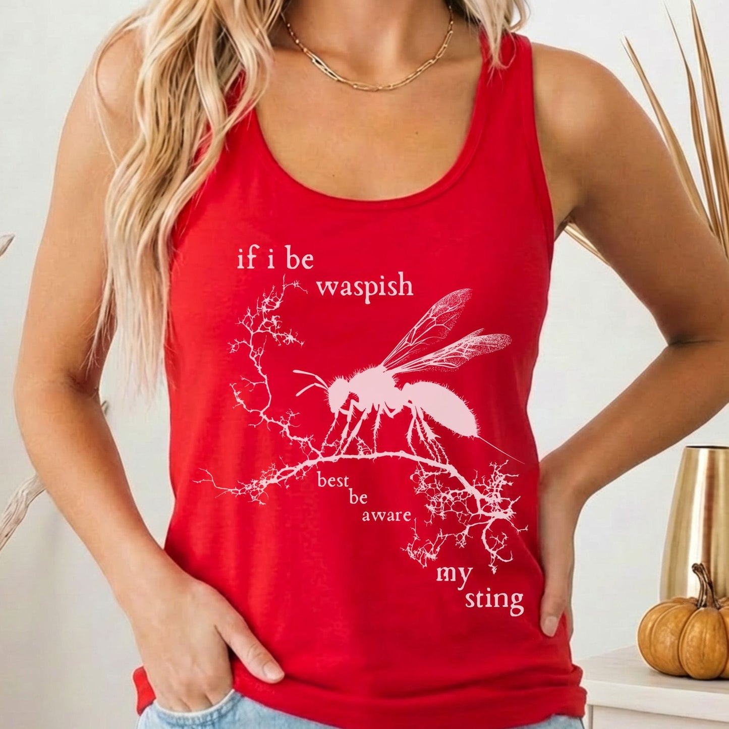 Tank Top Solid Red / XS If I Be Waspish Best Be Aware My Sting Shakespeare Women's Racerback Tank Top The Mystic Eden