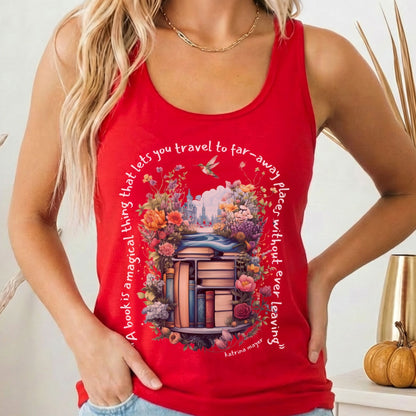 Tank Top Solid Red / XS Magical Book Women's Racerback Lightweight Tank Top The Mystic Eden