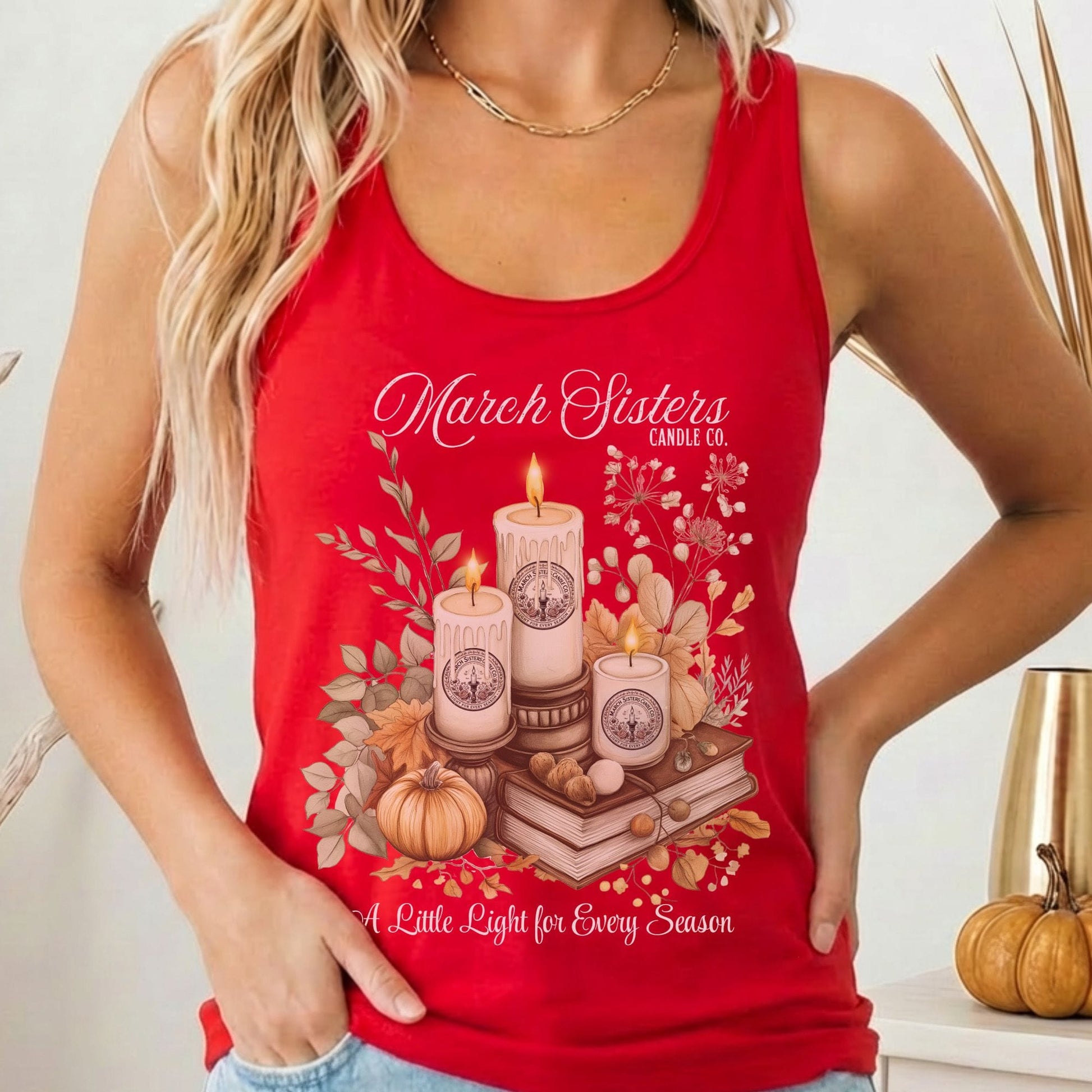 Tank Top Solid Red / XS March Sisters Candle Co Little Women Racerback Women's Tank Top The Mystic Eden