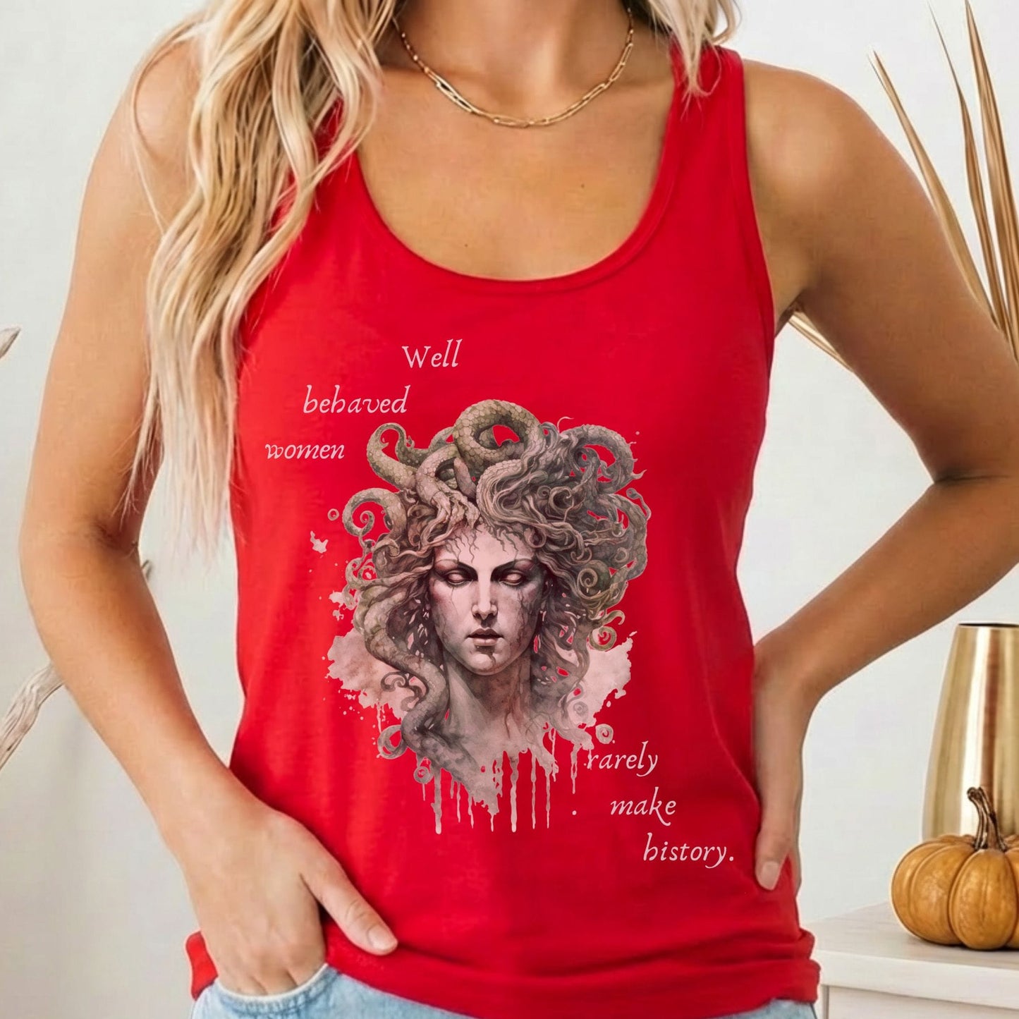 Tank Top Solid Red / XS Medusa Greek Mythology Women's Lightweight Racerback Tank Top The Mystic Eden