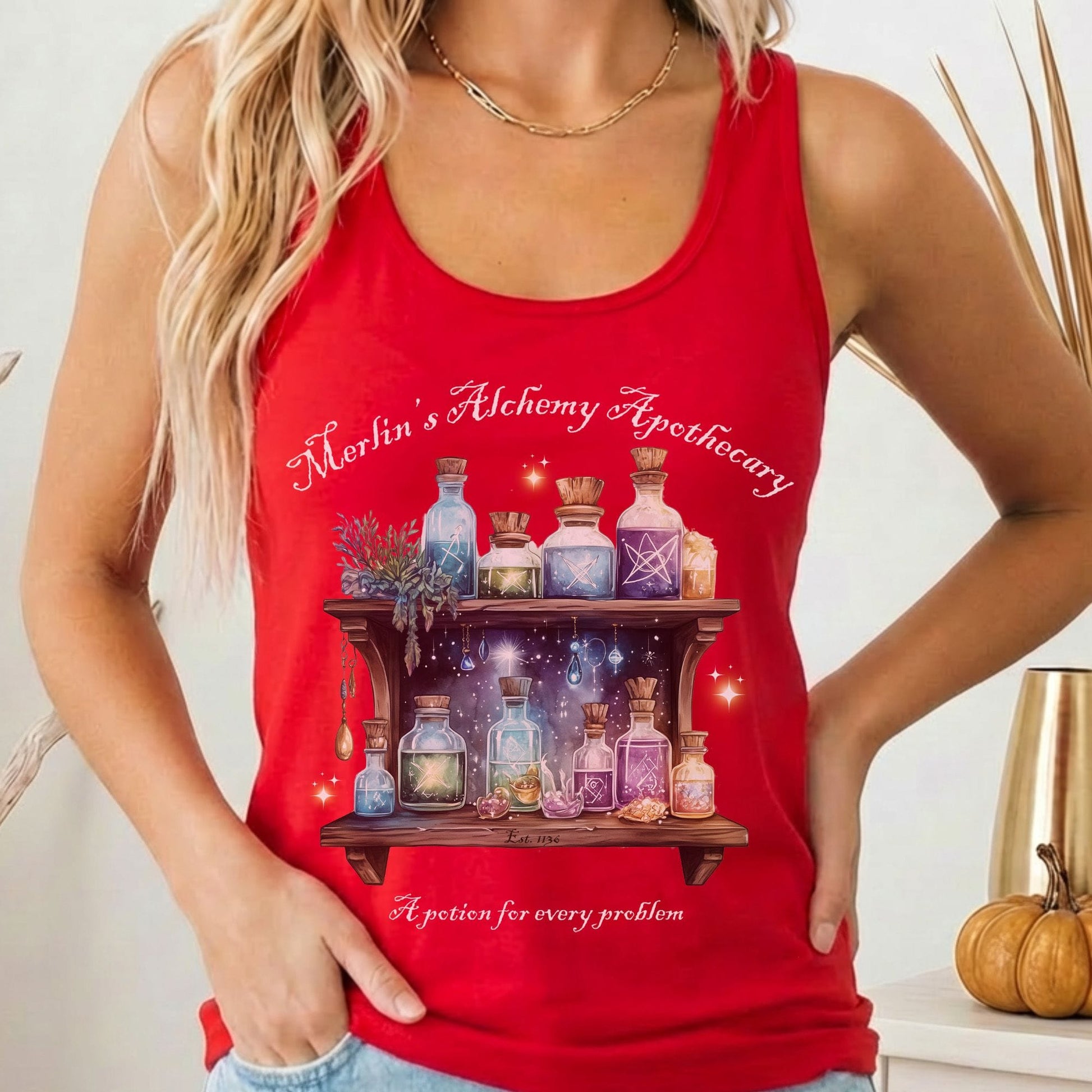 Tank Top Solid Red / XS Merlin's Alchemy Apothecary Women's Racerback Tank Top The Mystic Eden
