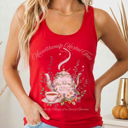Tank Top Solid Red / XS Misselthwaite Herbal Tea The Secret Garden Women's Racerback Tank Top The Mystic Eden