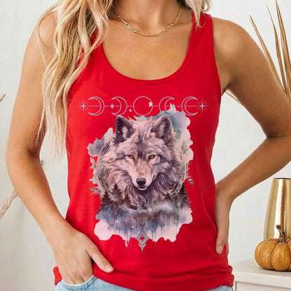 Tank Top Solid Red / XS Moonlit Wolf Women’s Racerback Tank Top The Mystic Eden