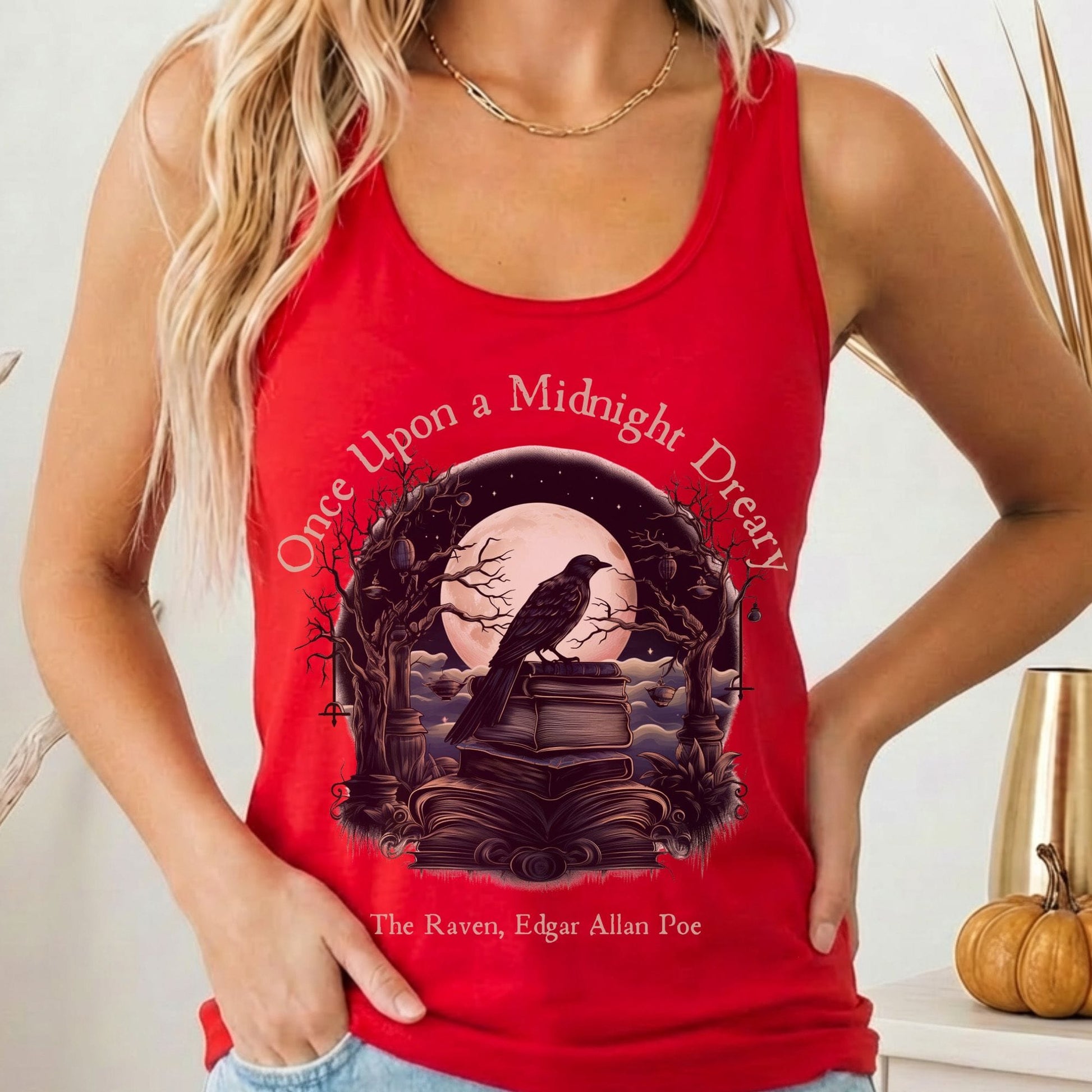 Tank Top Solid Red / XS Once Upon a Midnight Dreary Poe Women's Racerback Tank Top The Mystic Eden