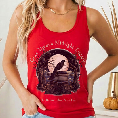 Tank Top Solid Red / XS Once Upon a Midnight Dreary Poe Women's Racerback Tank Top The Mystic Eden