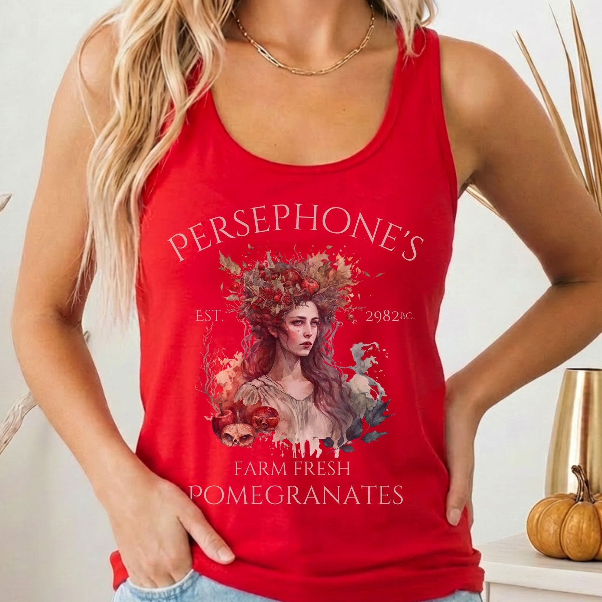 Tank Top Solid Red / XS Persephone's 2982 BC Greek Mythology Women's Racerback Tank Top The Mystic Eden