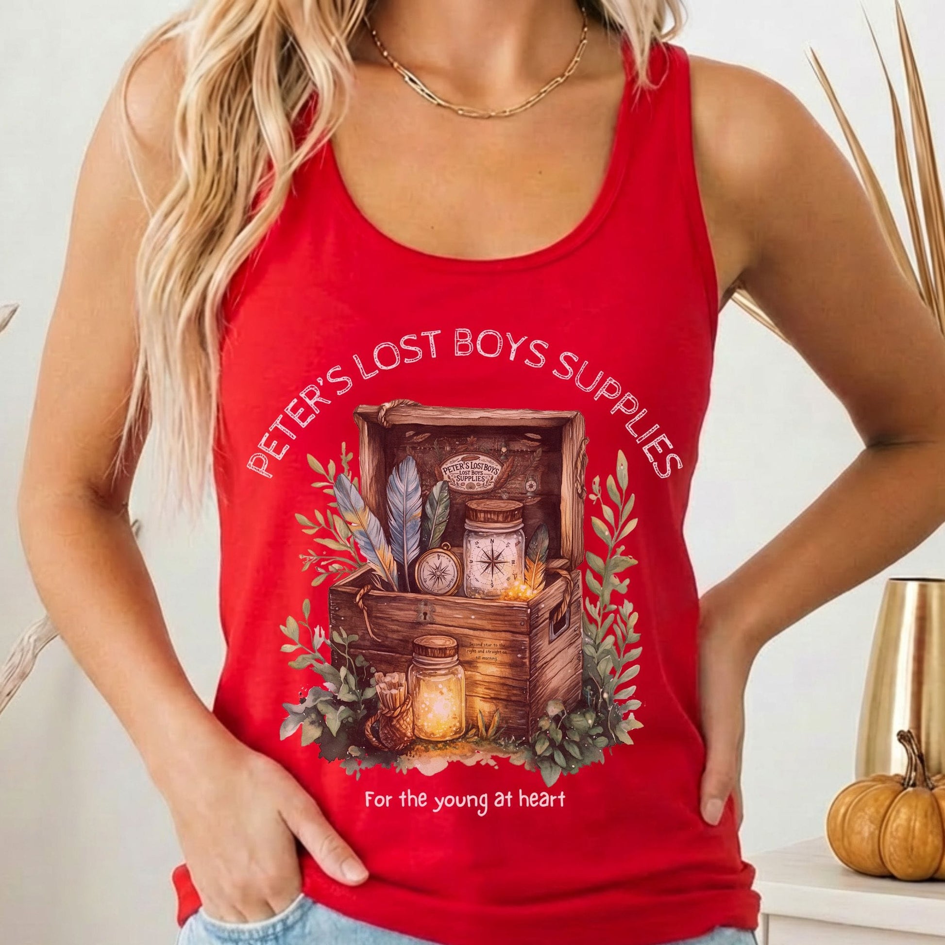 Tank Top Solid Red / XS Peter's Lost Boys Supplies Shirt Peter Pan Women's Racerback Tank Top The Mystic Eden
