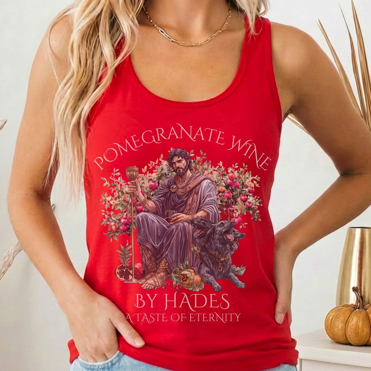 Tank Top Solid Red / XS Pomegranate Wine A Taste of Eternity Mythology Women's Racerback Tank Top The Mystic Eden