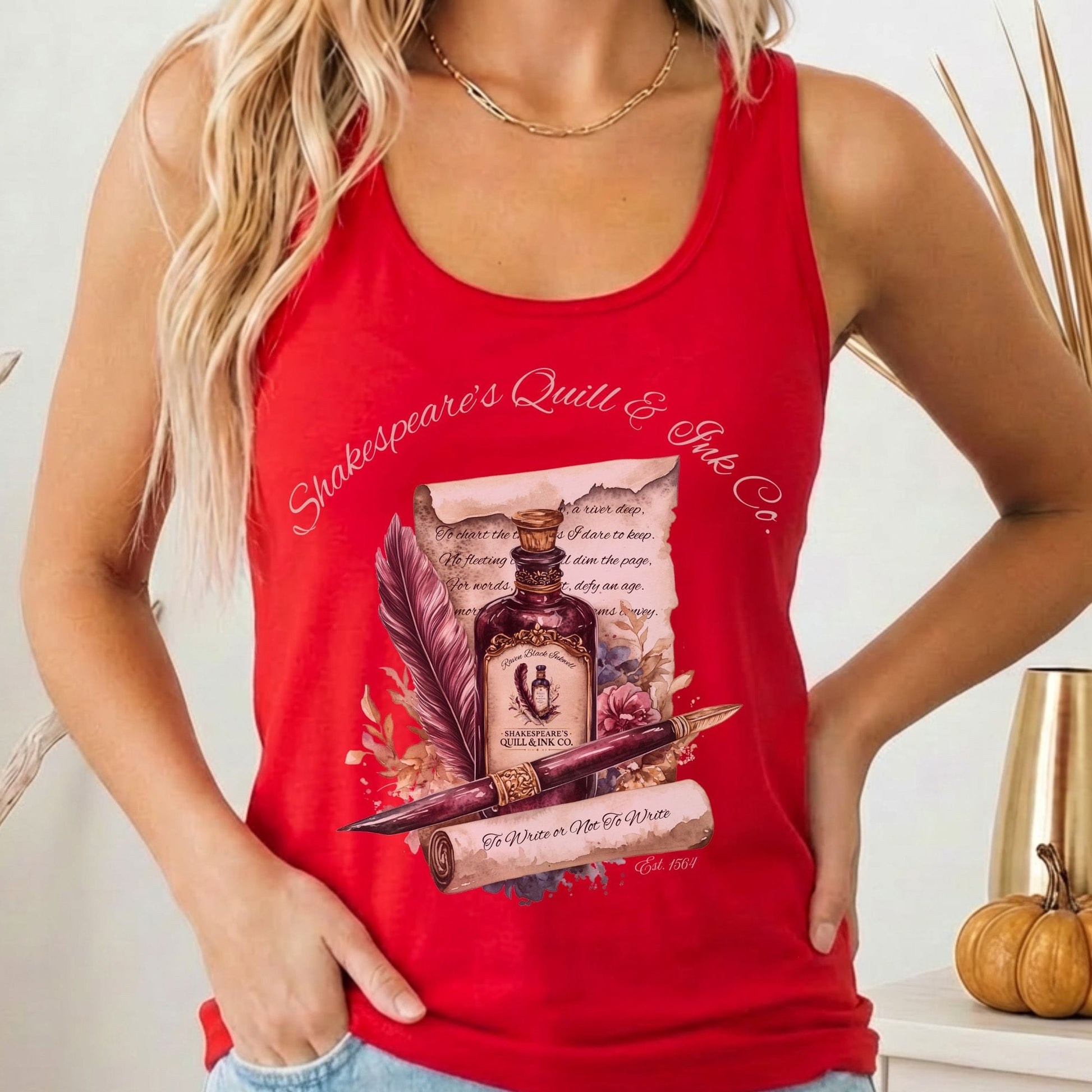 Tank Top Solid Red / XS Shakespeare's Quill & Ink Co. Women's Racerback Tank Top The Mystic Eden