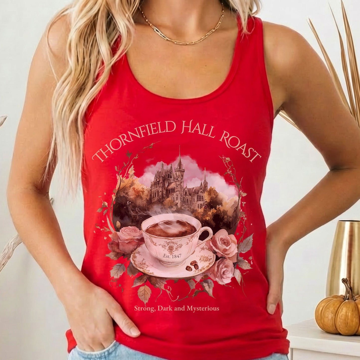 Tank Top Solid Red / XS Thornfield Hall Roast Jane Eyre Women's Racerback Tank Top The Mystic Eden