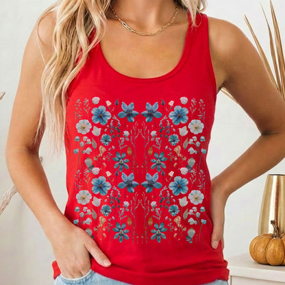 Tank Top Solid Red / XS Turquoise Wildflower Women's Lightweight Tank Top The Mystic Eden
