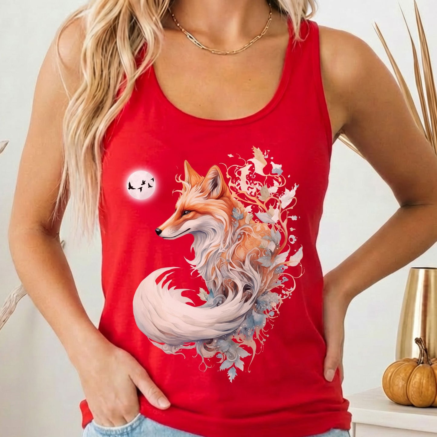 Tank Top Solid Red / XS Whimsical Fox Women's Racerback Lightweight Tank Top The Mystic Eden