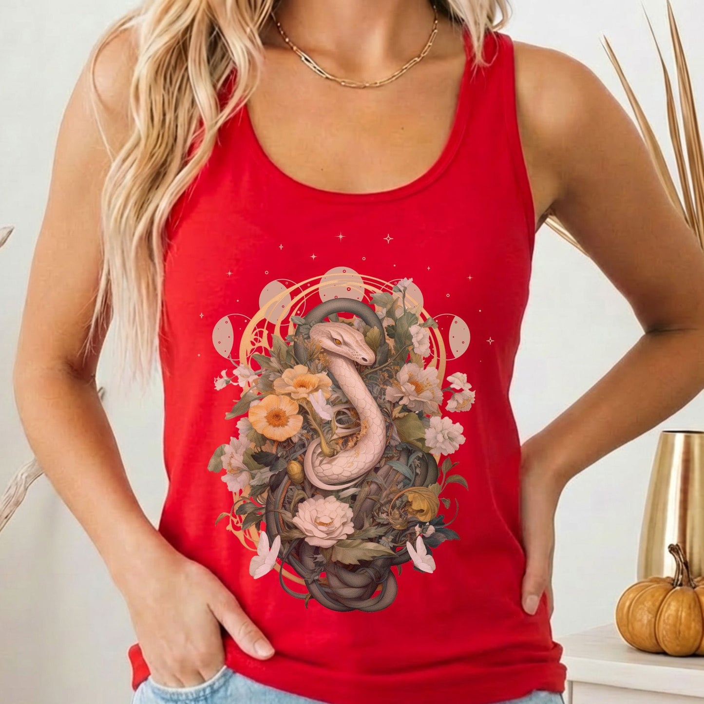 Tank Top Solid Red / XS Whimsical Snake Women's Racerback Tank Top The Mystic Eden