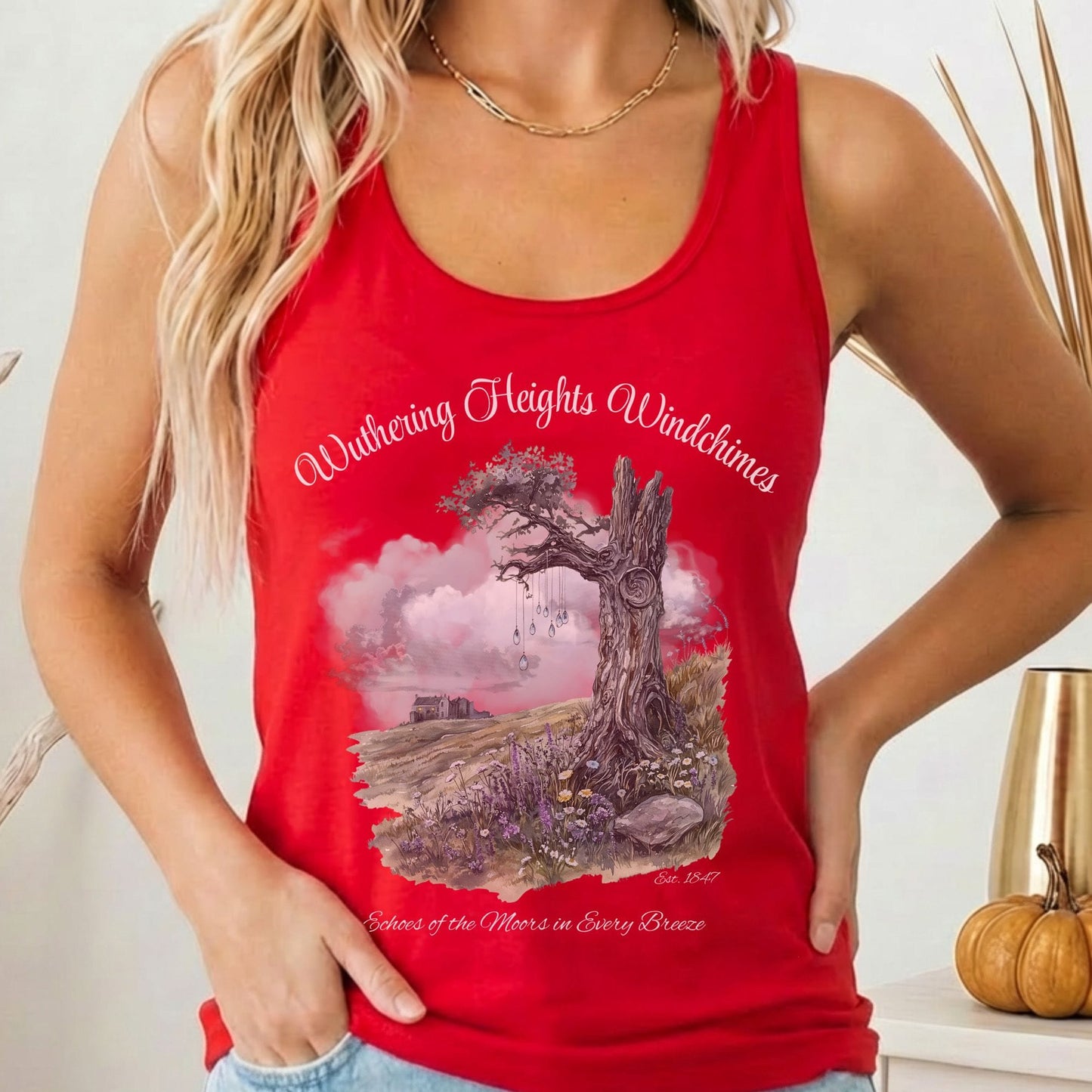 Tank Top Solid Red / XS Wuthering Heights Windchimes Women's Racerback Tank Top The Mystic Eden
