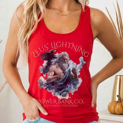Tank Top Solid Red / XS Zeus' Lightning Power Bank Co. Women's Racerback Tank Top The Mystic Eden