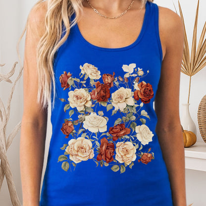 Tank Top Solid Royal / XS Dark Academia Roses Women's Racerback Tank Top The Mystic Eden