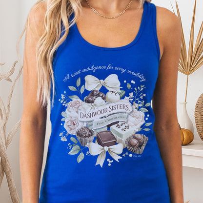 Tank Top Solid Royal / XS Dashwood Sisters Fine Chocolates Sense and Sensibility Women's Racerback Tank Top The Mystic Eden