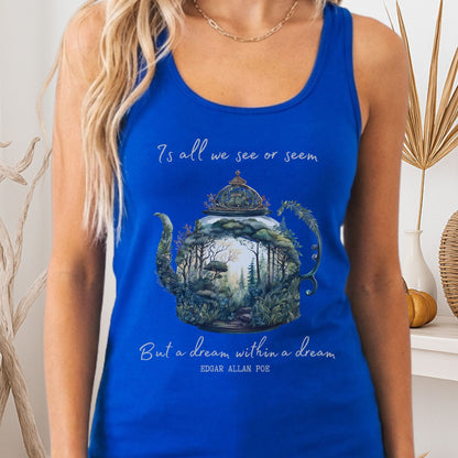 Tank Top Solid Royal / XS Dream Within A Dream Poe Women's Racerback Tank Top The Mystic Eden