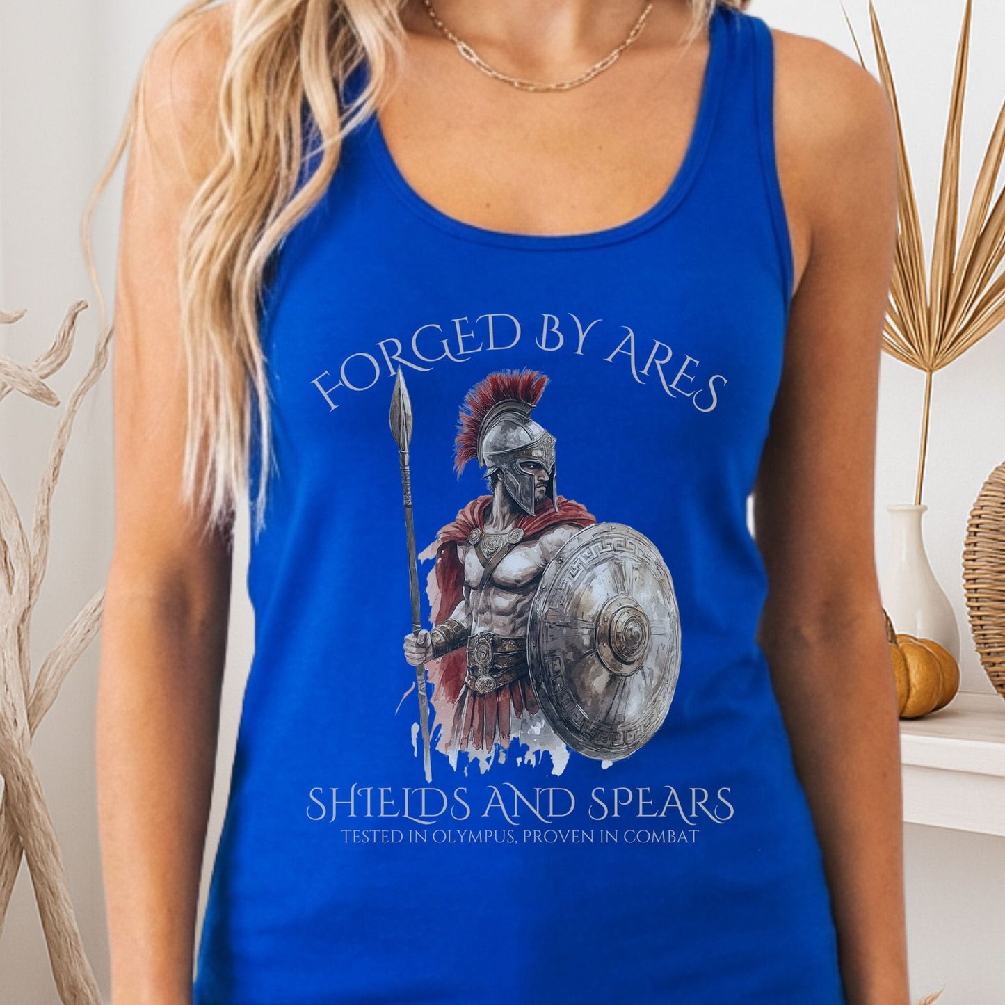 Tank Top Solid Royal / XS Forged By Ares Shields & Spears Women's Racerback Tank Top The Mystic Eden