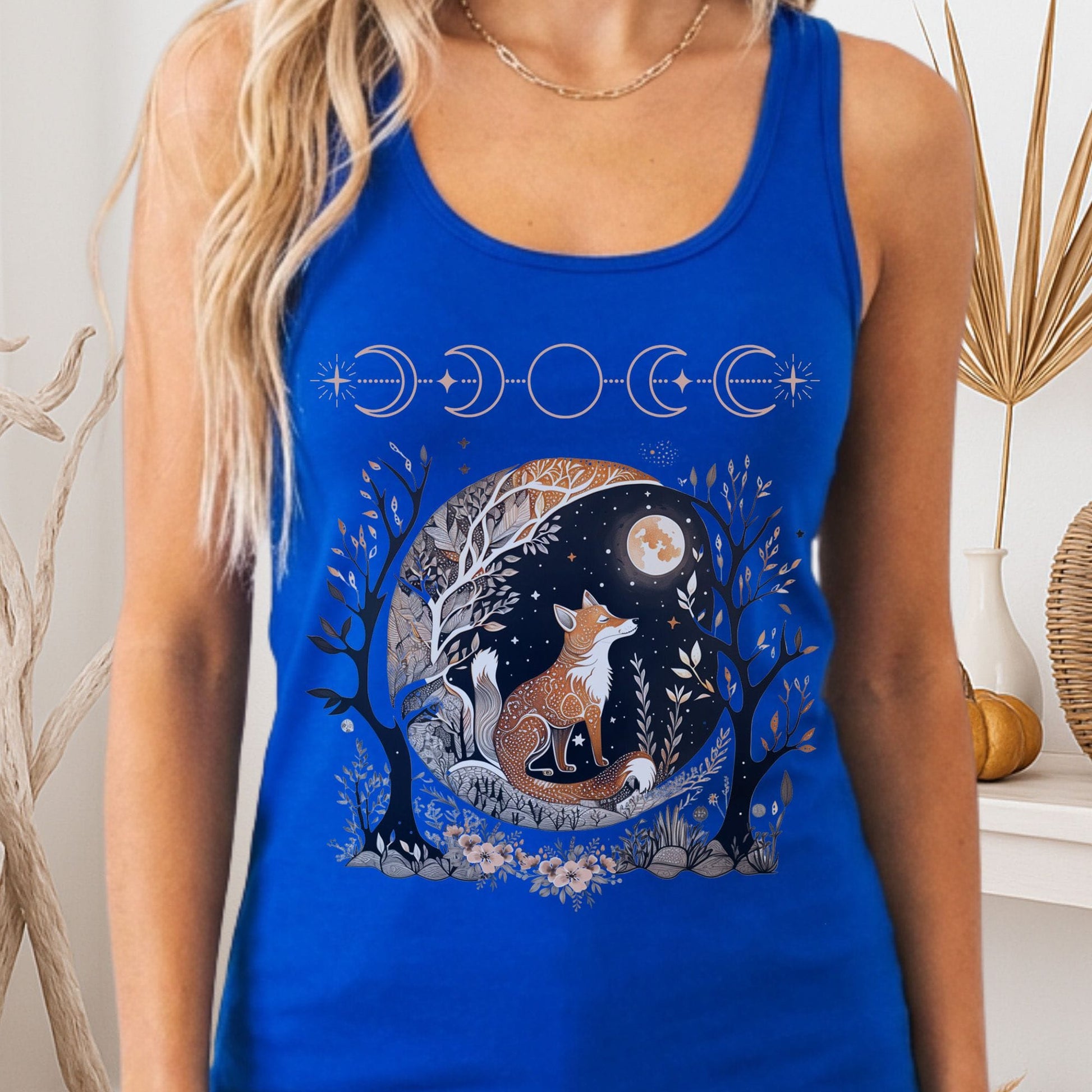 Tank Top Solid Royal / XS Fox Whimsigoth Women's Racerback Tank Top The Mystic Eden