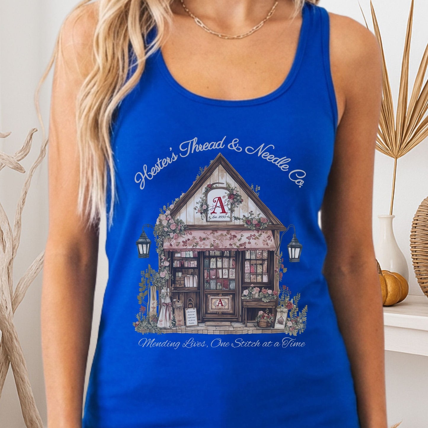 Tank Top Solid Royal / XS Hester's Thread & Needle Co. Scarlet Letter Women's Racerback Tank Top The Mystic Eden