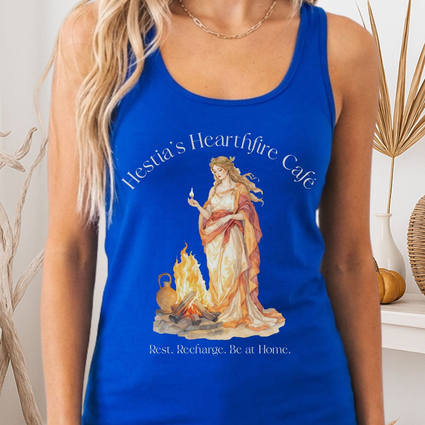 Tank Top Solid Royal / XS Hestia's Hearthfire Café Goddess by the Fire Women's Lightweight Tank Top The Mystic Eden