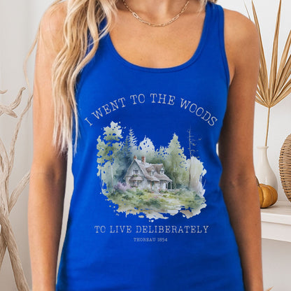 Tank Top Solid Royal / XS I Went To The Woods Thoreau Women's Racerback Lightweight Tank Top The Mystic Eden