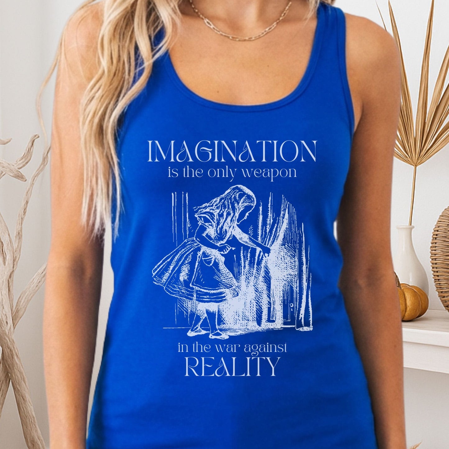 Tank Top Solid Royal / XS Imagination is the Only Weapon in the War Against Reality Women's Racerback Tank Top The Mystic Eden