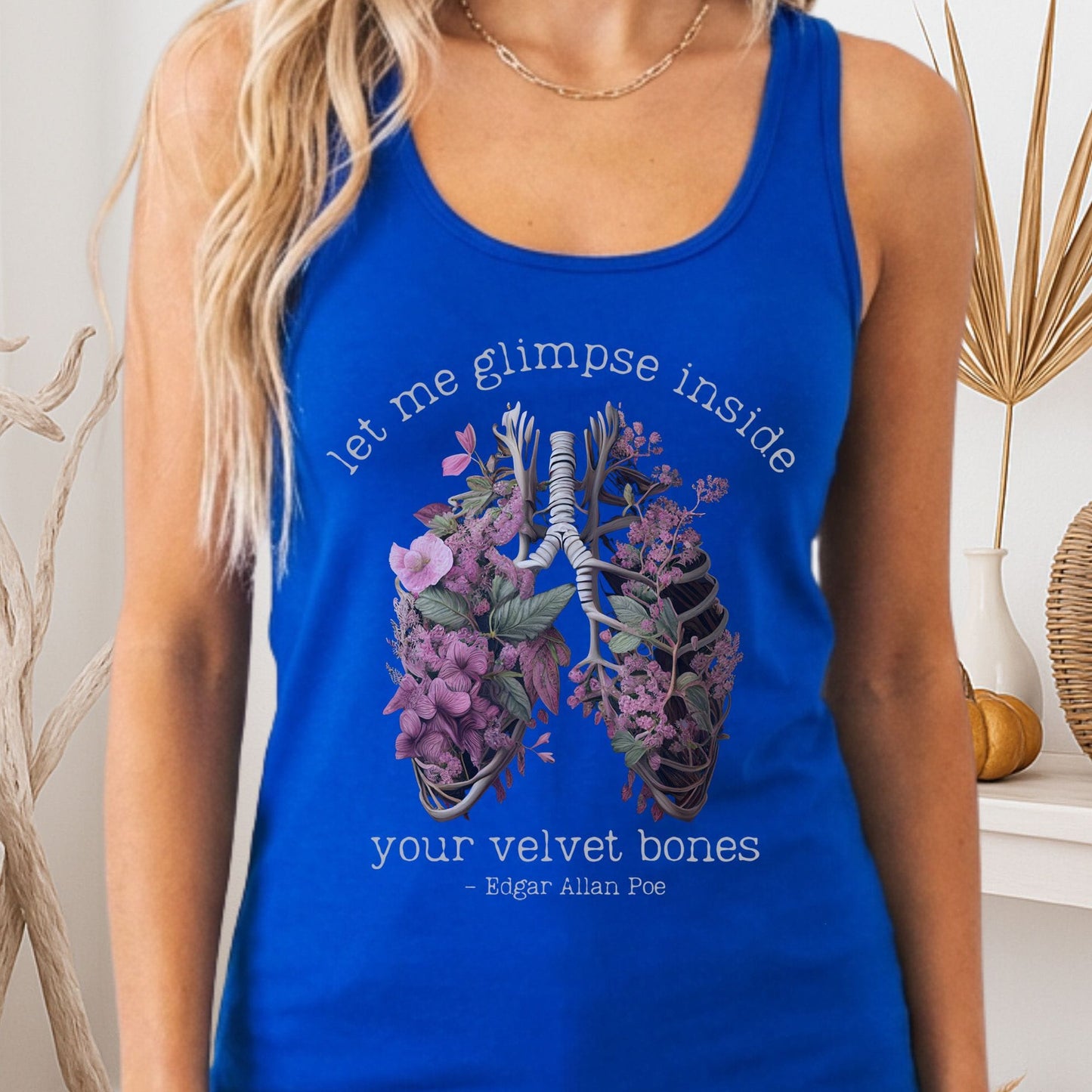 Tank Top Solid Royal / XS Let Me Glimpse Inside Your Velvet Bones Women's Racerback Tank Top The Mystic Eden