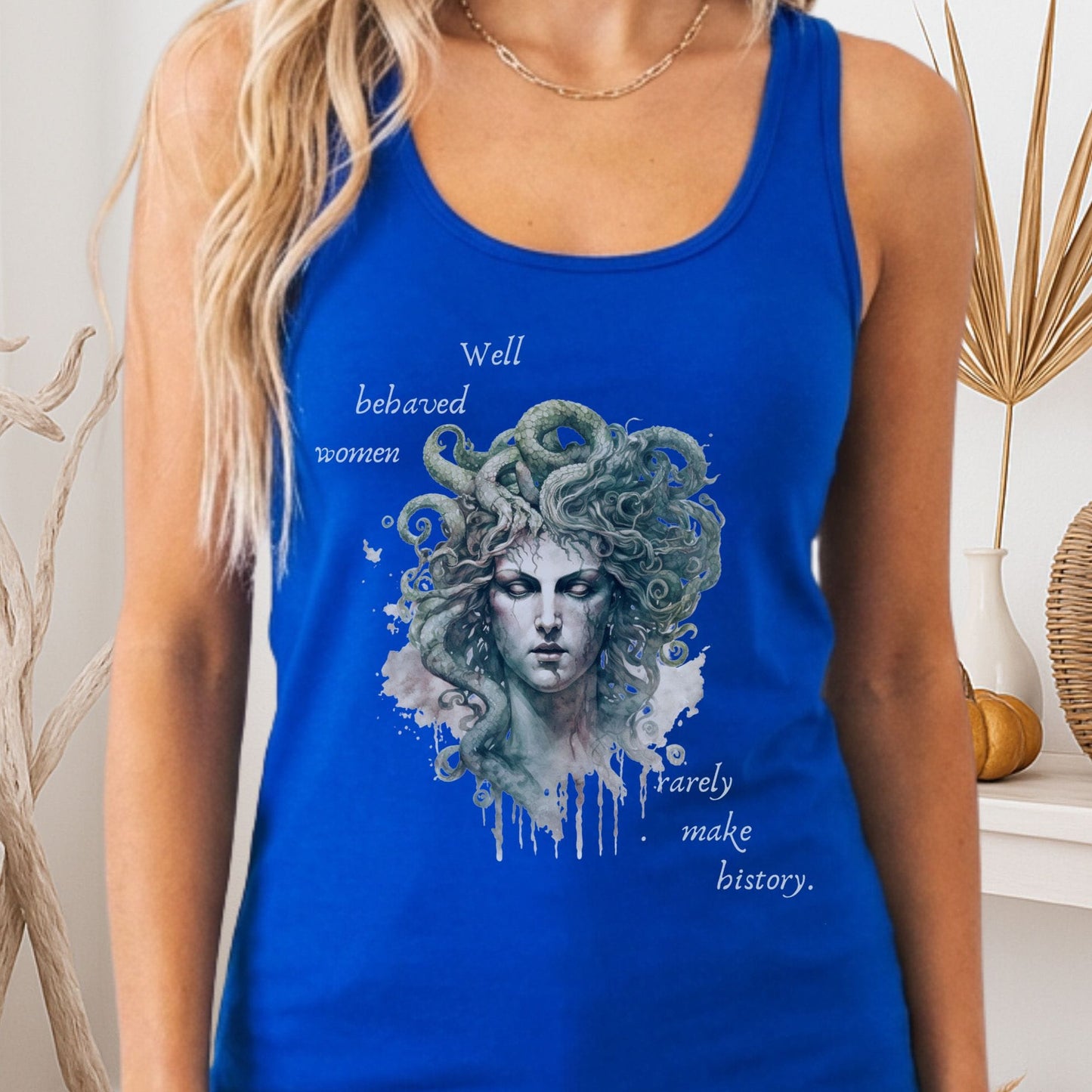 Tank Top Solid Royal / XS Medusa Greek Mythology Women's Lightweight Racerback Tank Top The Mystic Eden
