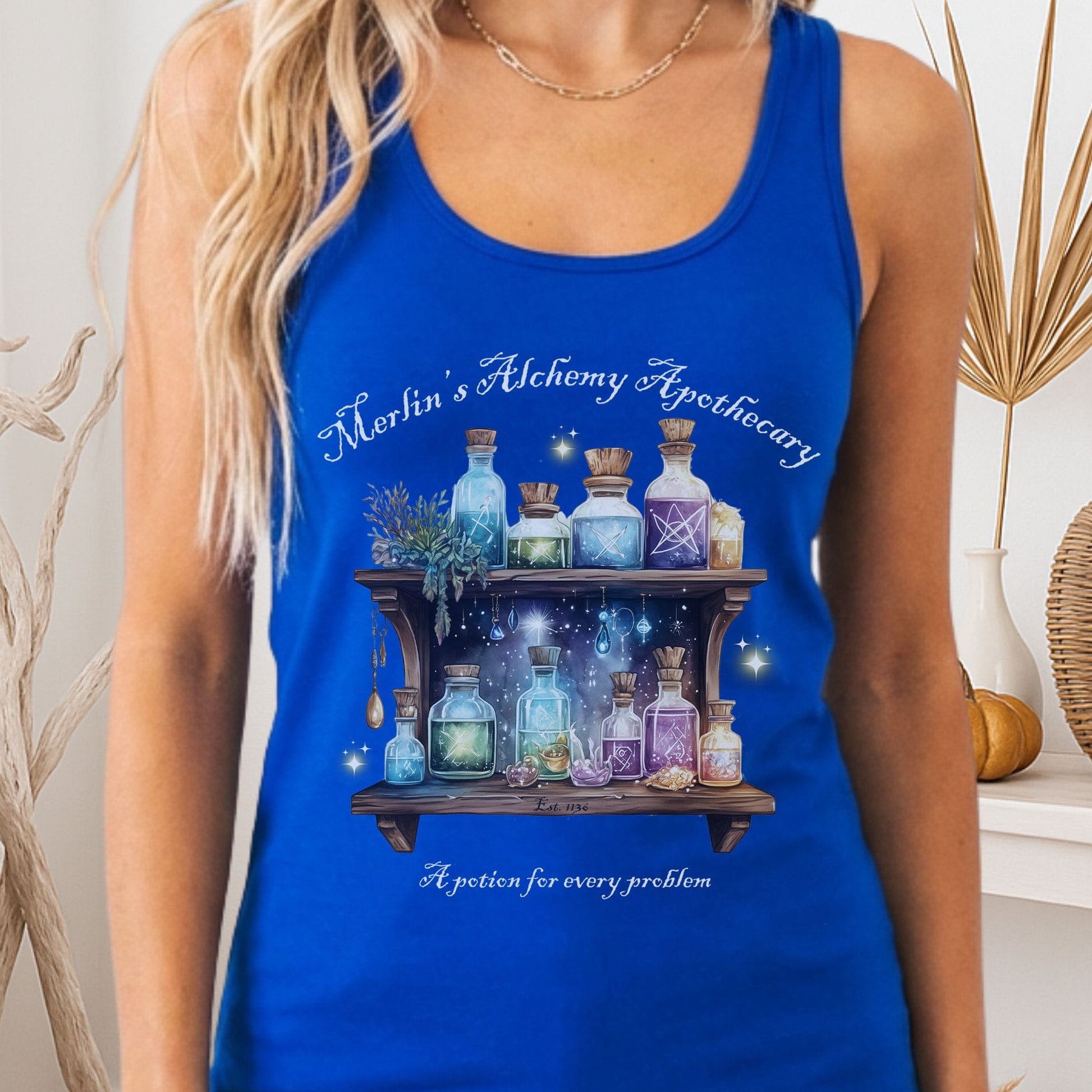 Tank Top Solid Royal / XS Merlin's Alchemy Apothecary Women's Racerback Tank Top The Mystic Eden