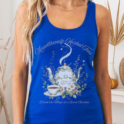 Tank Top Solid Royal / XS Misselthwaite Herbal Tea The Secret Garden Women's Racerback Tank Top The Mystic Eden