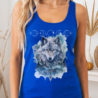 Tank Top Solid Royal / XS Moonlit Wolf Women’s Racerback Tank Top The Mystic Eden