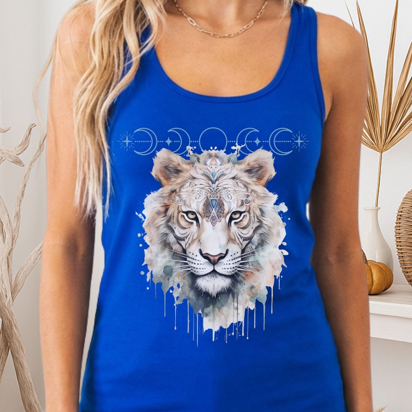 Tank Top Solid Royal / XS Mystical White Tiger Women's Racerback Tank Top The Mystic Eden