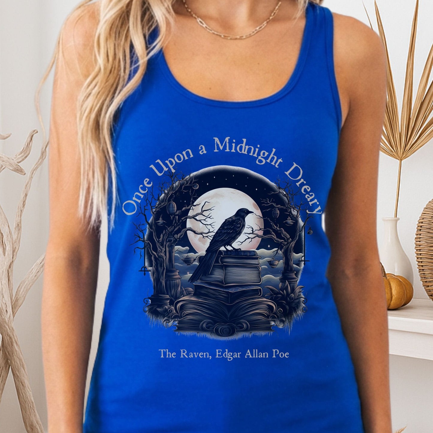 Tank Top Solid Royal / XS Once Upon a Midnight Dreary Poe Women's Racerback Tank Top The Mystic Eden