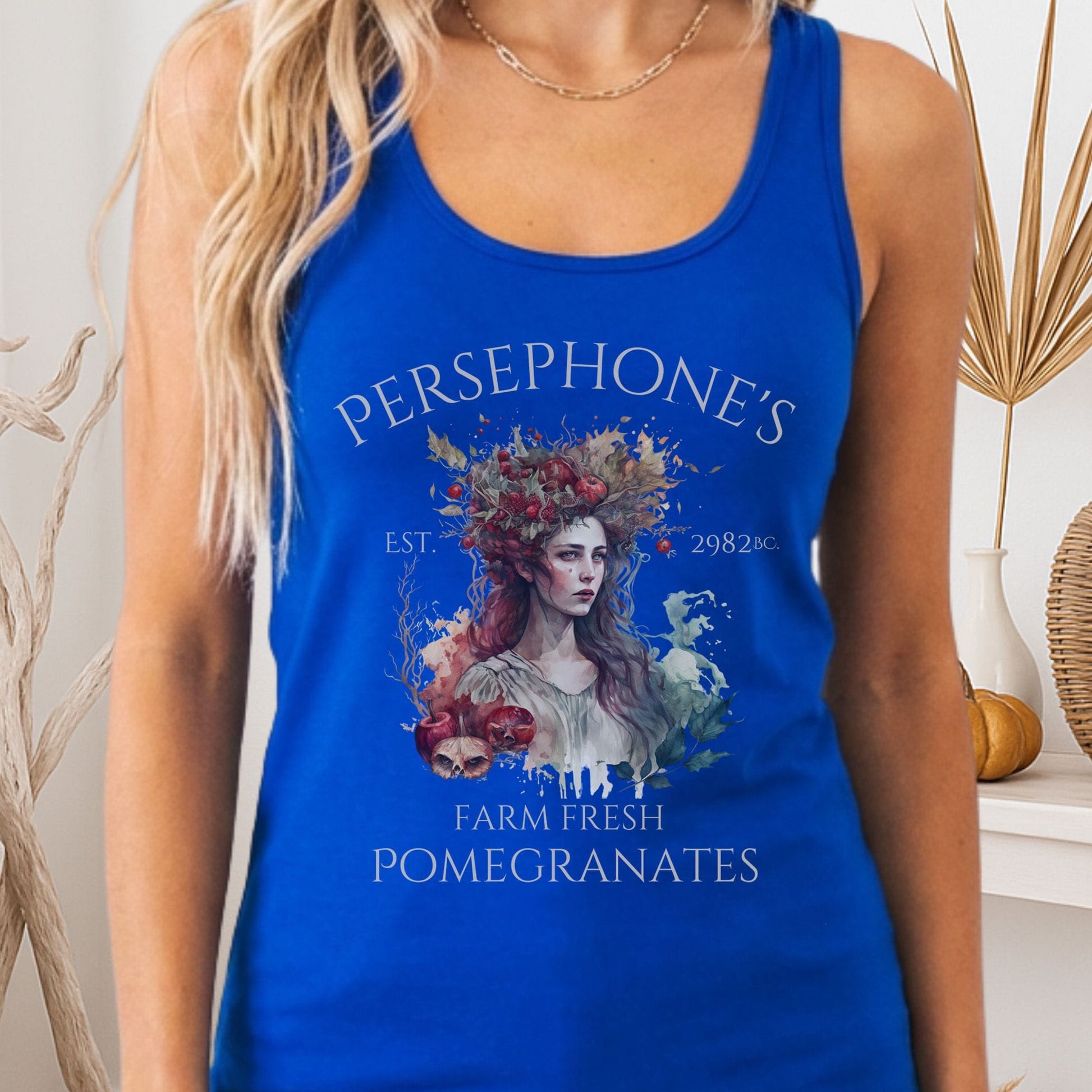 Tank Top Solid Royal / XS Persephone's 2982 BC Greek Mythology Women's Racerback Tank Top The Mystic Eden